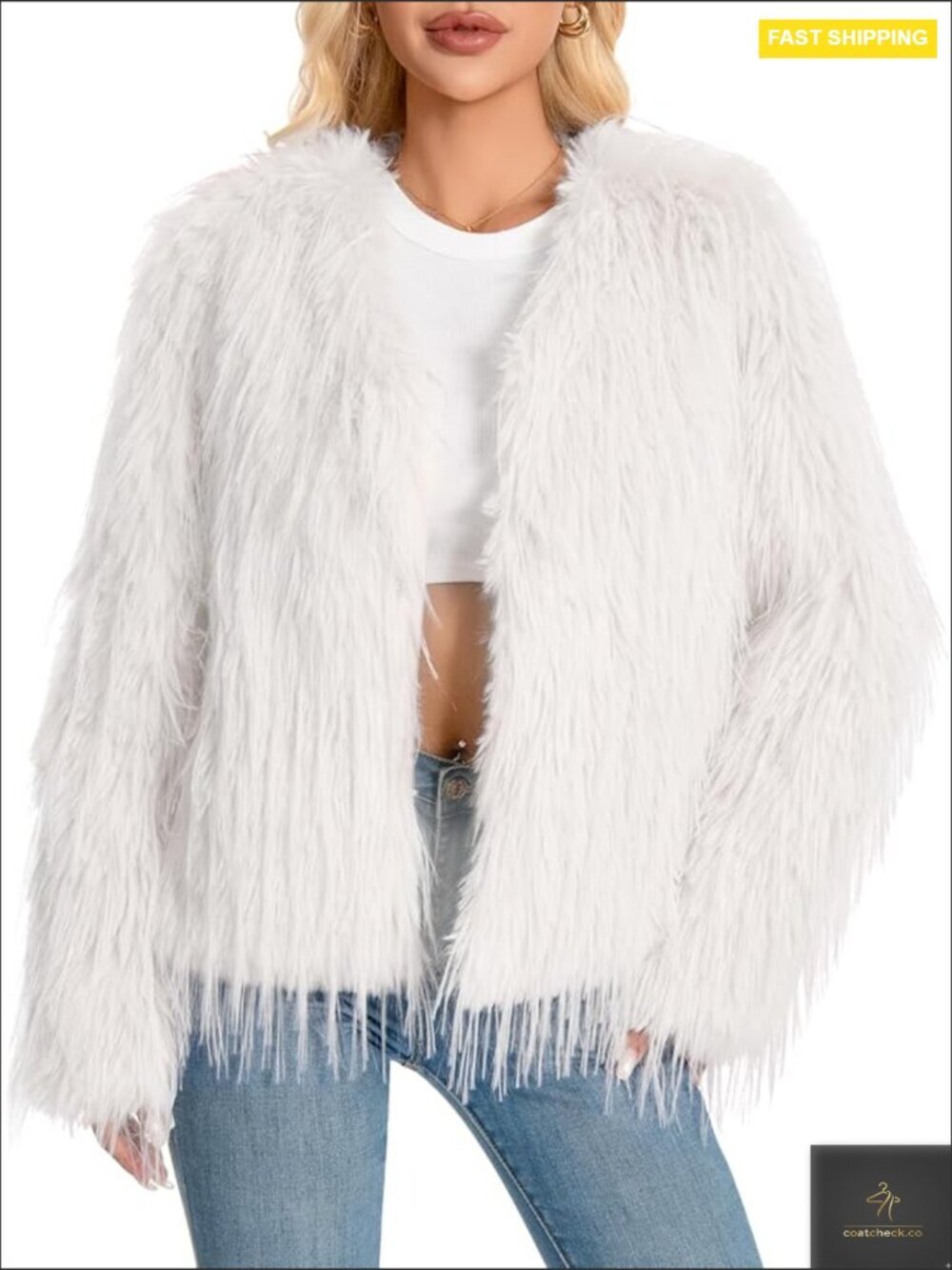 Faux Fur Coat Fluffy Winter Jacket Long Sleeve Cropped Y2K Chic Outerwear